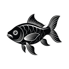 Fototapeta premium black and white sea fish silhouette on white background, Vector illustration, fish, icon, svg, characters, trendy Vector illustration