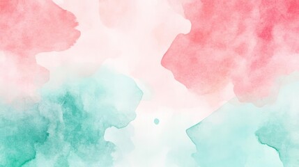 Obraz premium Light blush and mint watercolor splashes, soft color palette, delicate texture