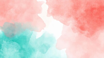 Obraz premium Light blush and mint watercolor splashes, soft color palette, delicate texture