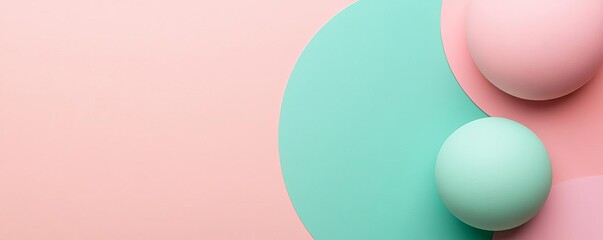 Light blush and mint abstract shapes on a pastel background, pastel background, soft geometry