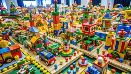 Colorful toys and games on display at the 19th Jakarta Toys Fair, a bustling event held at Balai Kartini in Jakarta, Indonesia, on March 2, 2024.