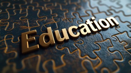 Gold Education Puzzle Concept.