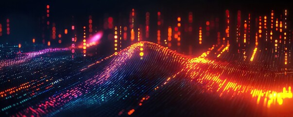 Naklejka premium Digital background perfect for tech processes, neural networks, artificial intelligence, data transfer and security, digital storage, multimedia presentations, scientific studies, education, etc.