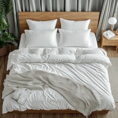 Classic bed with pillow and throw created with generated ai