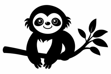 sloth vector silhouette, Sloth sleeping on a tree branch, sloth sleeping, t-shirt design, vector Illustration