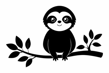 sloth vector silhouette, Sloth sleeping on a tree branch, sloth sleeping, t-shirt design, vector Illustration