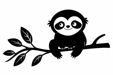 sloth vector silhouette, Sloth sleeping on a tree branch, sloth sleeping, t-shirt design, vector Illustration