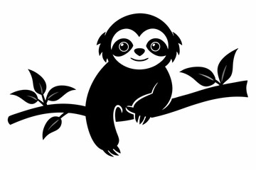 sloth vector silhouette, Sloth sleeping on a tree branch, sloth sleeping, t-shirt design, vector Illustration