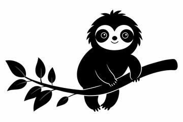 sloth vector silhouette, Sloth sleeping on a tree branch, sloth sleeping, t-shirt design, vector Illustration
