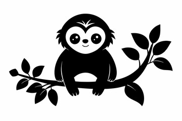 sloth vector silhouette, Sloth sleeping on a tree branch, sloth sleeping, t-shirt design, vector Illustration
