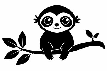 sloth vector silhouette, Sloth sleeping on a tree branch, sloth sleeping, t-shirt design, vector Illustration