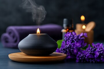 A soothing aromatherapy session at a spa, with essential oils diffusing in the air, creating a calming, fragrant environment