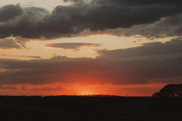 sunset landscape on the horizon