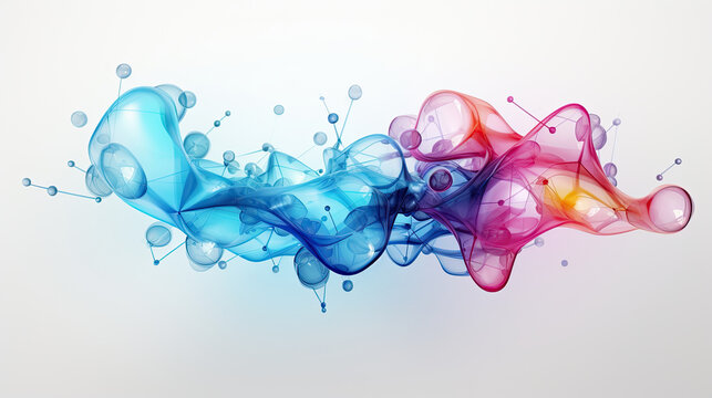 Molecular structure with interconnected hexagons and spheres, science concept