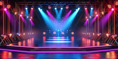 Concert Stage with Neon Lights