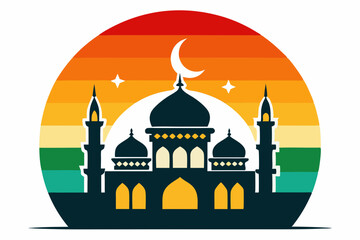 Holy Month Of Ramadan Retro sunset template mosque