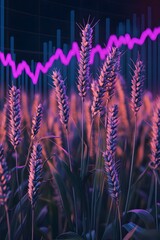 Fototapeta premium Sophisticated Trading Chart with Glowing Wheat Stems and Neon Lights