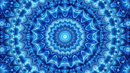 Dazzling blue abstract swirls kaleidoscope into mesmerizing patterns, creating a hypnotic visual experience with shimmering hues and dynamic textures.