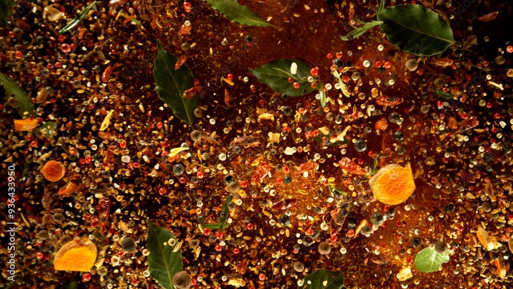 Poster freeze motion of exploding spice into the air.