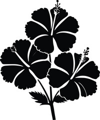 Rose Silhouette in Black and White Illustration
