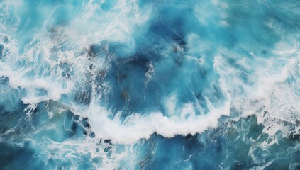 Organic Depths Aerial Composition of Blue Ocean in Dark White and Turquoise