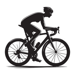 Naklejka premium Cycling Theme, Vector Silhouette Of Road Cyclist Vector Silhouetted White Background