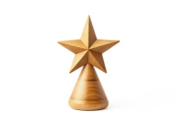 Handcrafted wooden star ornament, minimalist and eco-friendly holiday decor, natural and sustainable design, ideal for green Christmas celebrations, white background, selective focus

