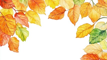 Obraz premium A watercolor masterpiece capturing the beauty of autumn foliage, with vibrant leaves that are perfect for leaf peeping