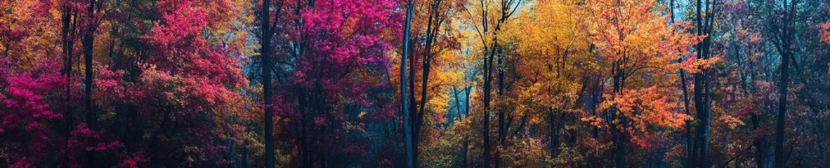 Fototapeta premium colorful autumn forest landscape panoramic