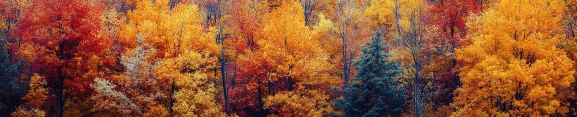colorful autumn forest landscape panoramic