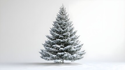Snow-covered fir tree in a winter landscape.