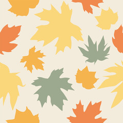 Vector seamless pattern of autumn leaves