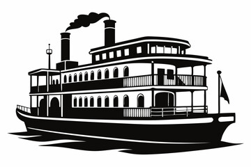 riverboat silhouette vector illustration