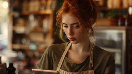 The Barista in Rustic Cafe