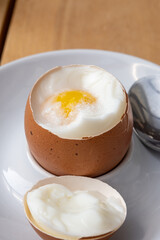 Soft boiled chicken egg