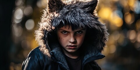 young boy kid dressed as werewolf 