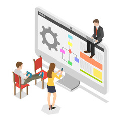 3D Isometric Flat  Illustration of Software Development and Integration. Item 3