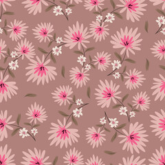 seamless vintage flower pattern on navy background