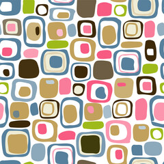 Abstract seamless pattern. Mid-century modern, retro 1950-1960s background with random shapes