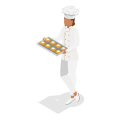 3D Isometric Flat  Illustration of Professional Baker. Item 1