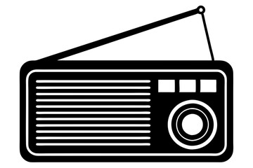 A vector silhouette of an old-fashioned radio on a white background