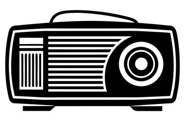 A vector silhouette of an old-fashioned radio on a white background