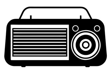 A vector silhouette of an old-fashioned radio on a white background