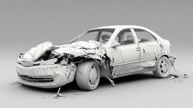 Illustration 3d Modell Crashtest Auto, 16:9