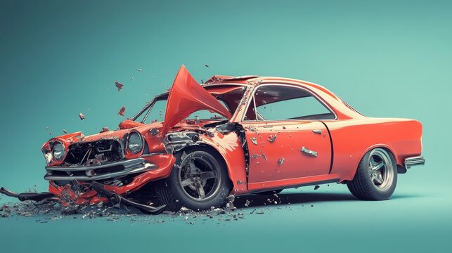 Illustration 3d Modell Crashtest Auto, 16:9