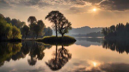 Obraz premium sunrise over the lake