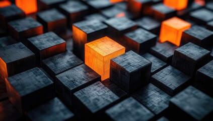 Glowing Cube in a Field of Black