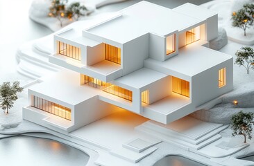 Modern Architectural Design: A White Minimalist House in a Lush Landscape