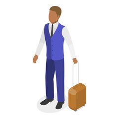 3D Isometric Flat  Set of Airport Staff. Item 5