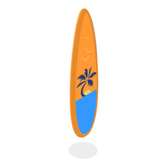 3D Isometric Flat  Set of Surfboards. Item 1